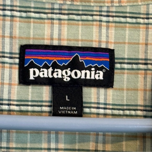 Patagonia Worn Wear M's Puckerware Shirt matcha green SZ L organic cotton blend - Picture 2 of 10